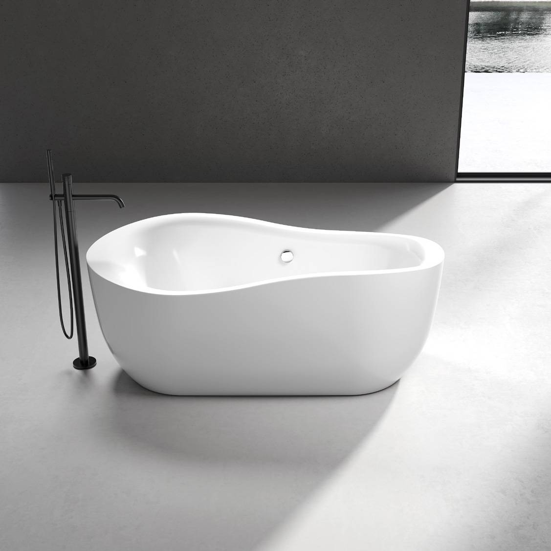 Freestanding Acrylic Whirlpool Massage Bathtub 10 Jets